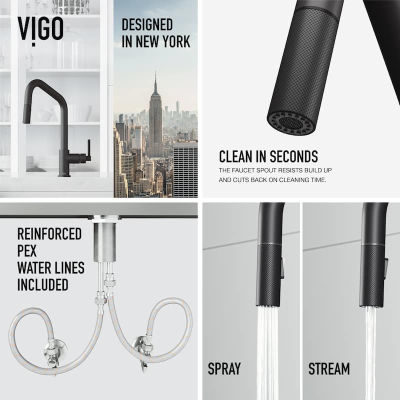 VIGO Utopia 14" H Single Handle Pull-Down Sprayer Kitchen Bar Faucet