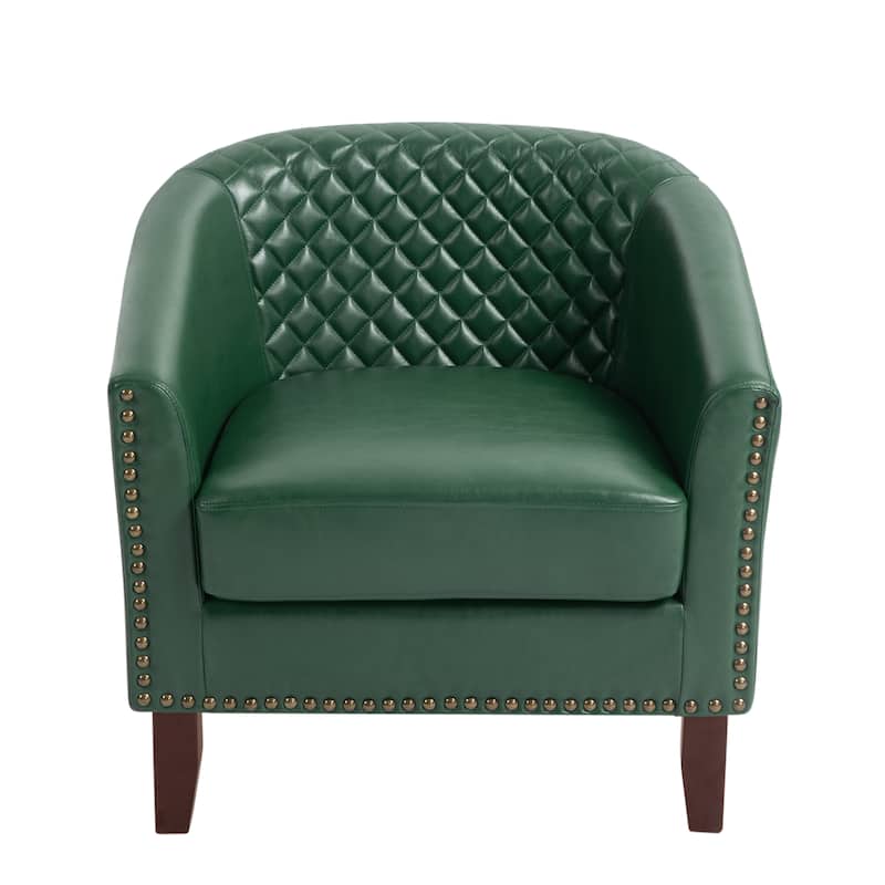 Axia 4 Set Modern Faux Leather Barrel Accent Chairs with Wood Legs