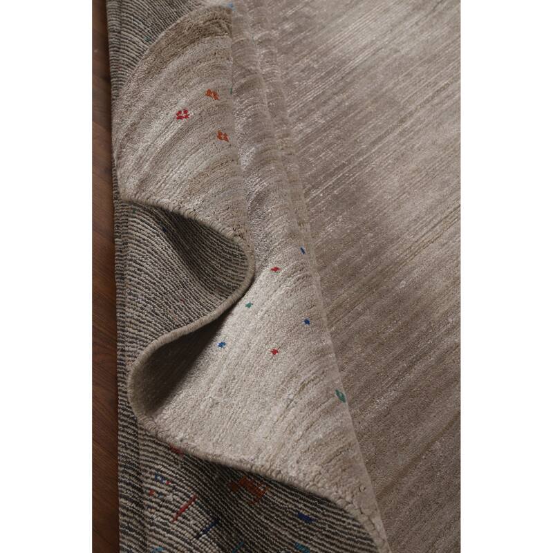 Hand Knotted Oriental 100% Wool Carpet Tribal Tribal Greys & Charcoal Gabbeh Area Rug - 9' 11'' X 8' 0''