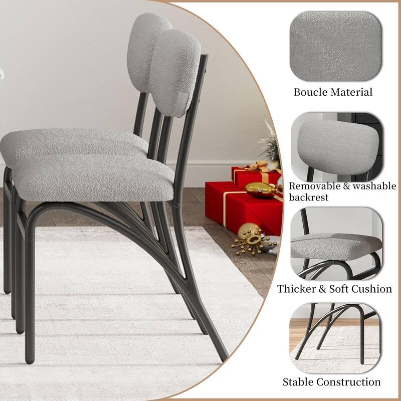 Mid Century Dining Chairs with Metal Legs, Backrest for Kitchen