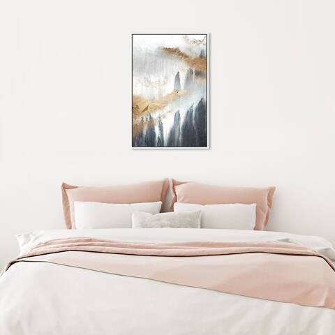 Oliver Gal 'Yali Majestic' Abstract Wall Art Framed Canvas Print Paint - Brown, Gray