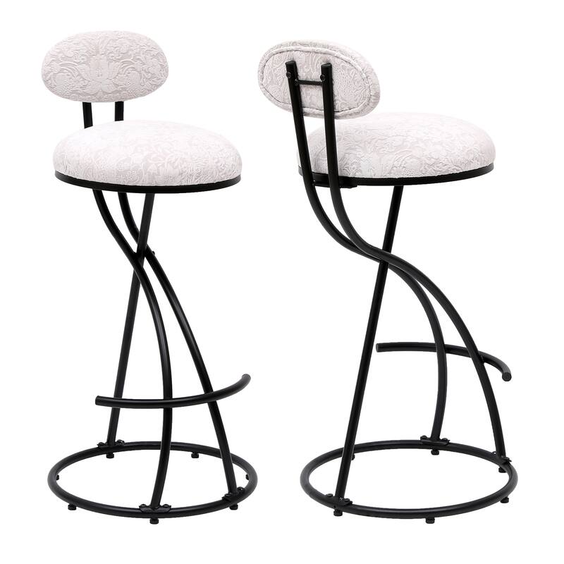 GDFStudio - Lunara Velvet Upholstered Armless Counter Height Bar Stool with Metal S-Shaped Legs and Circular Backrest, Set of 2