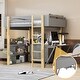 preview thumbnail 3 of 17, Stylish & Simple Full Size Wood Loft Bed With Built-in Storage Cabinet and Cubes, Foldable desk, Sturdy Construction, Grey