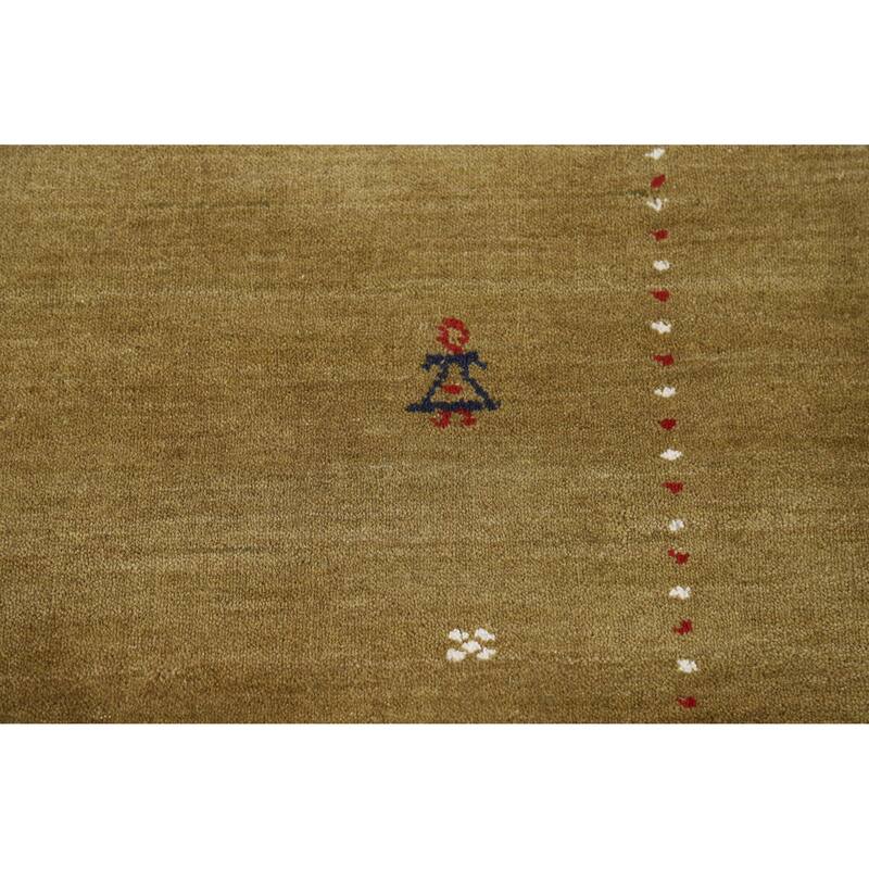 Hand Knotted Oriental 100% Wool Carpet Tribal Tribal Green Gabbeh Area Rug - 5' 11'' X 3' 11''
