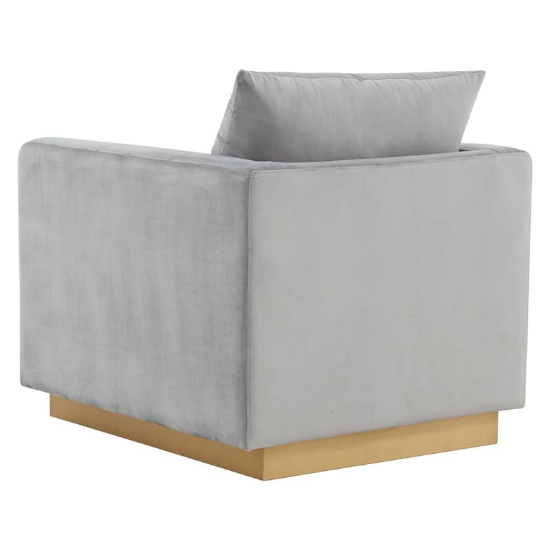 Nervo Velvet Modern Single Seater Sofa, Accent Arm Chair with Gold Stainless Steel Square Base for Living Room & Bedroom - 32.67