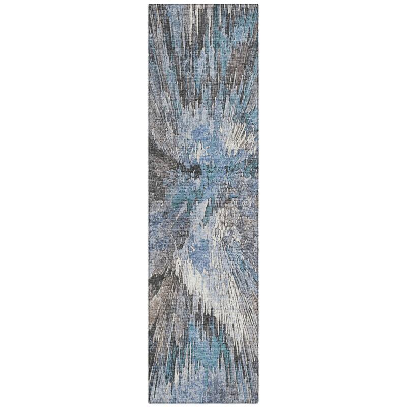 Machine Washable Indoor/ Outdoor Abstract Burst Chantille Rug