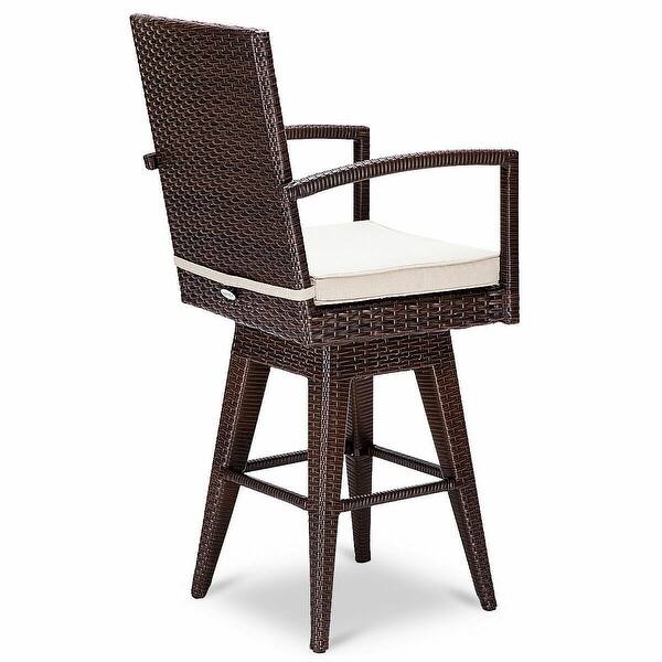 Costway 2pcs Rattan Swivel Bar Stool Chair Patio Backyard Costway 2pcs Rattan Swivel Bar