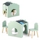 preview thumbnail 1 of 8, Costway 3 Piece Kids Wooden Table and Chair Set with Blackboard for Green
