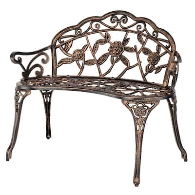 Outdoor Bronze Finish Cast Aluminum Bench