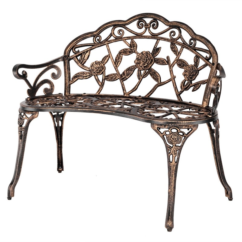 Outdoor Bronze Finish Cast Aluminum Bench