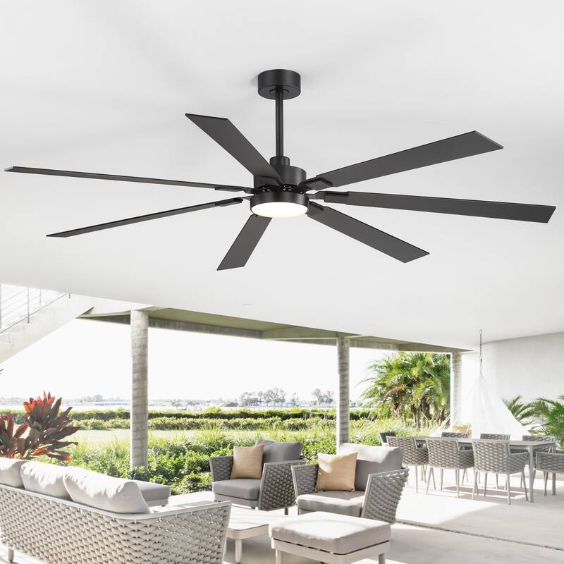 Large 72" Reversible 7-Blade Integrated Ceiling Fan with LED Light and Remote