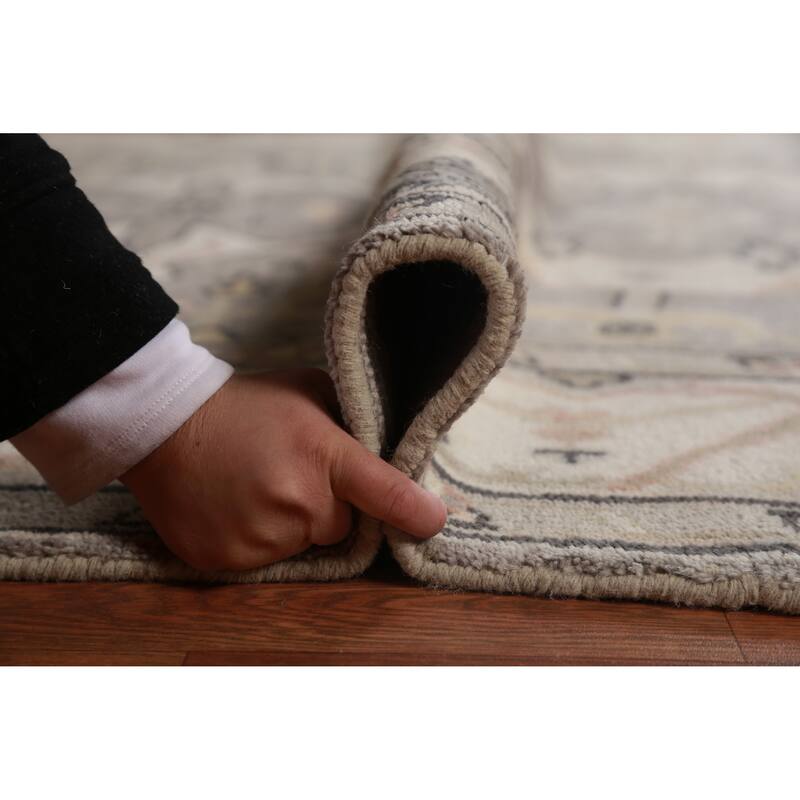 Gray Oushak Indian Runner Rug Hand-Knotted Wool Carpet - 6'0" x 18'0"