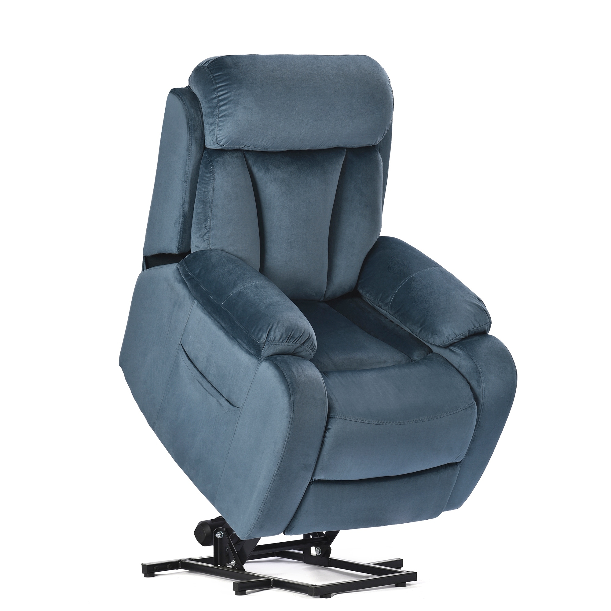 Navy Blue Power Lift Recliner Chair for Elderly with Adjustable Angles, Side Pocket, and Remote Control