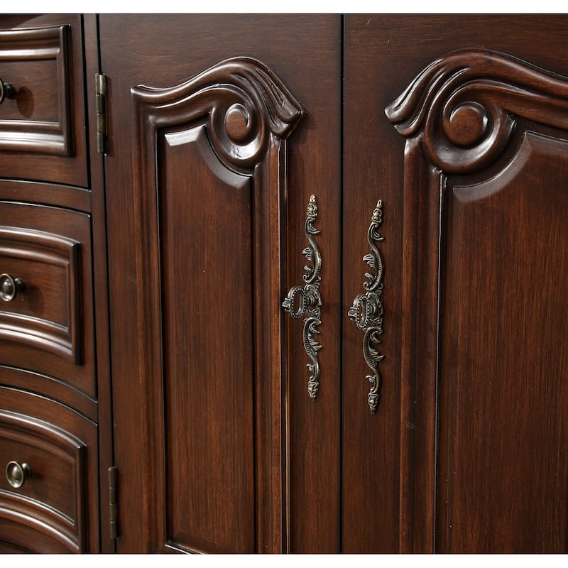 Stufurhome Cassandra 60 Inches Dark Cherry Double Sink Bathroom Vanity