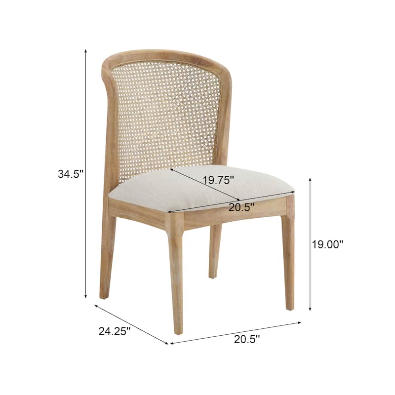 Whim Dining side Chair with Rustic Rubberwood Frame and Woven Cane Backrest (Set of 2) by Christopher Knight Home
