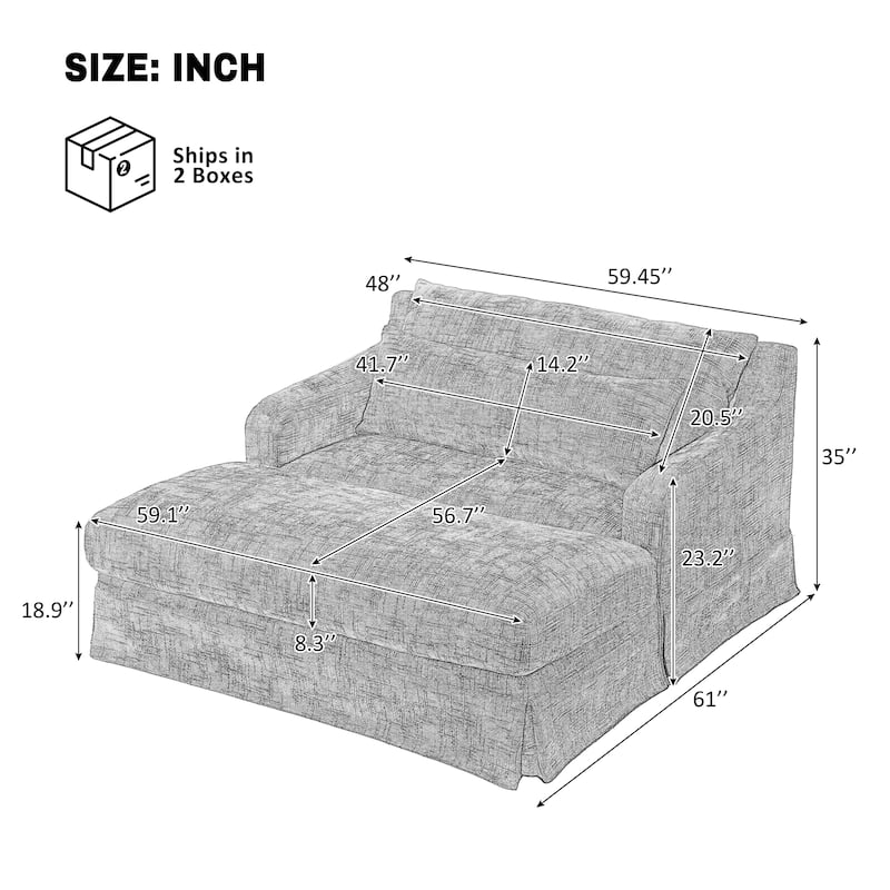 GDFStudio - 93.7" Modular Chenille Sectional Sofa Bed with USB