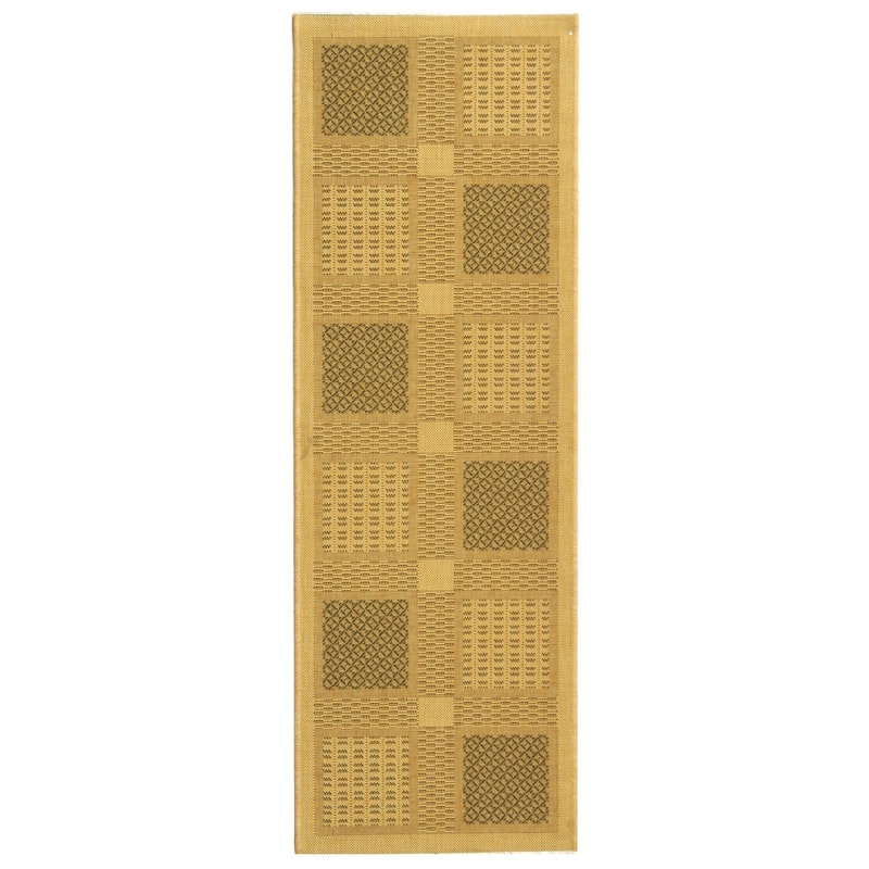SAFAVIEH Courtyard Shirlee Indoor/ Outdoor Waterproof Patio Backyard Rug - 2'3" x 6'7" - Natural/Olive
