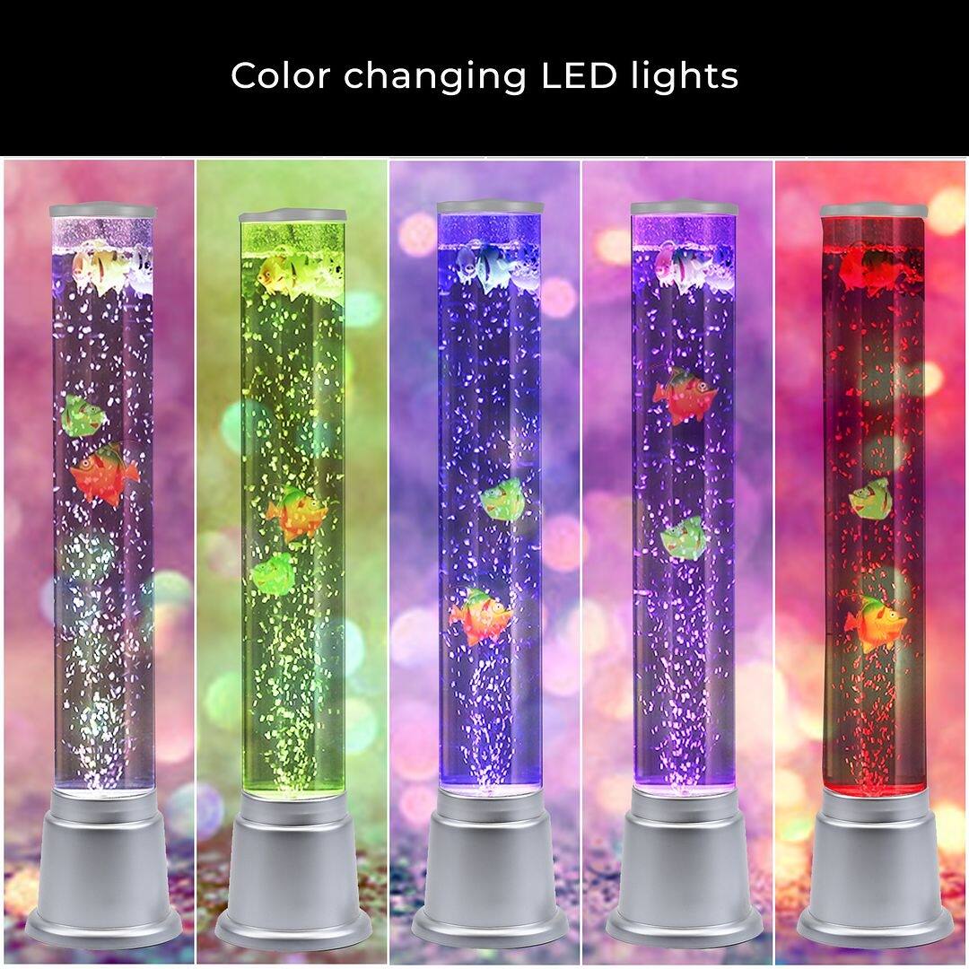 Decor Gifts Desk Table Fish Tank Lamp LED Light Bubbles Color Changing