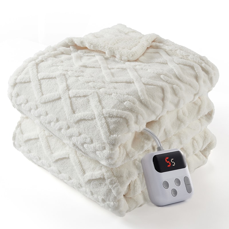 Heated Blanket with 10 Heating Levels and Time Settings, Machine Washable - Beige - Full72"*84"