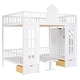 preview thumbnail 6 of 16, Full-Over-Full Bunk Bed with Changeable Table, Drawers, and Storage Racks, Safety Guardrails
