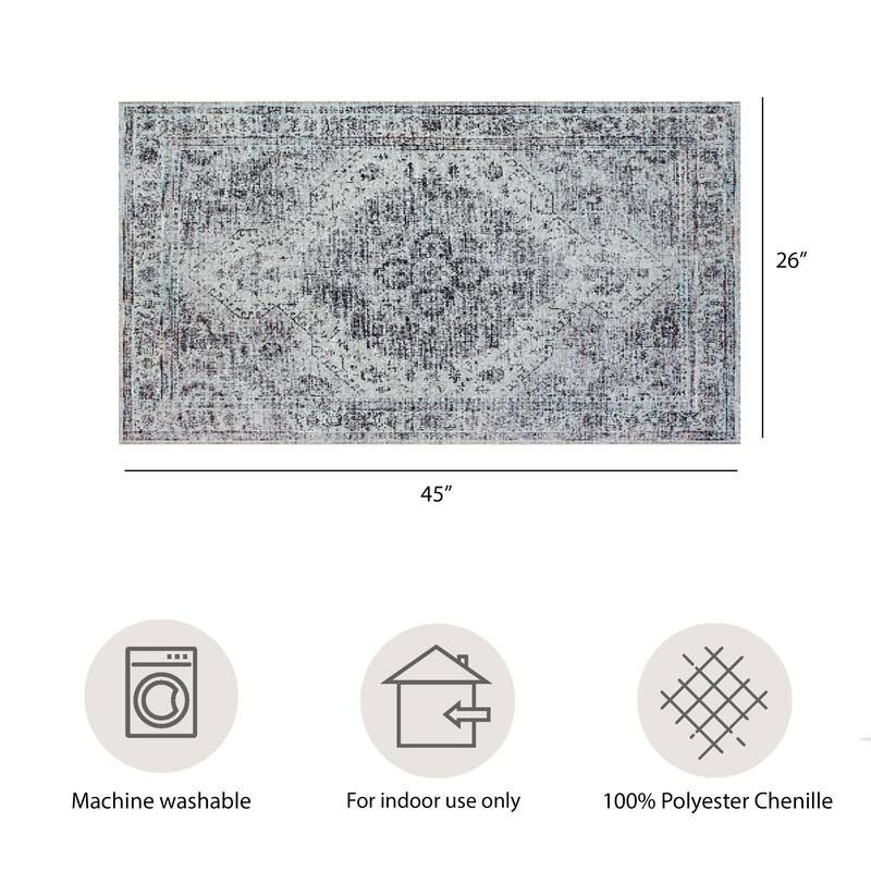 Creative Home Ideas Washable Skid-Resistant Chenille Rug