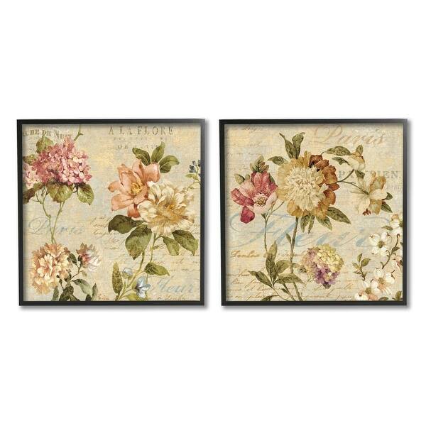 Shop Stupell Industries Vintage French Floral Painting With Background Script Framed Wall Art Tan On Sale Overstock 31609901