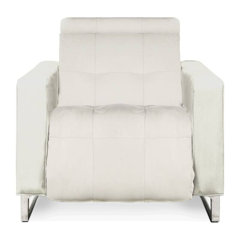Casino Royale Leather Dual Powered Recliner Chair - Snow - Standard