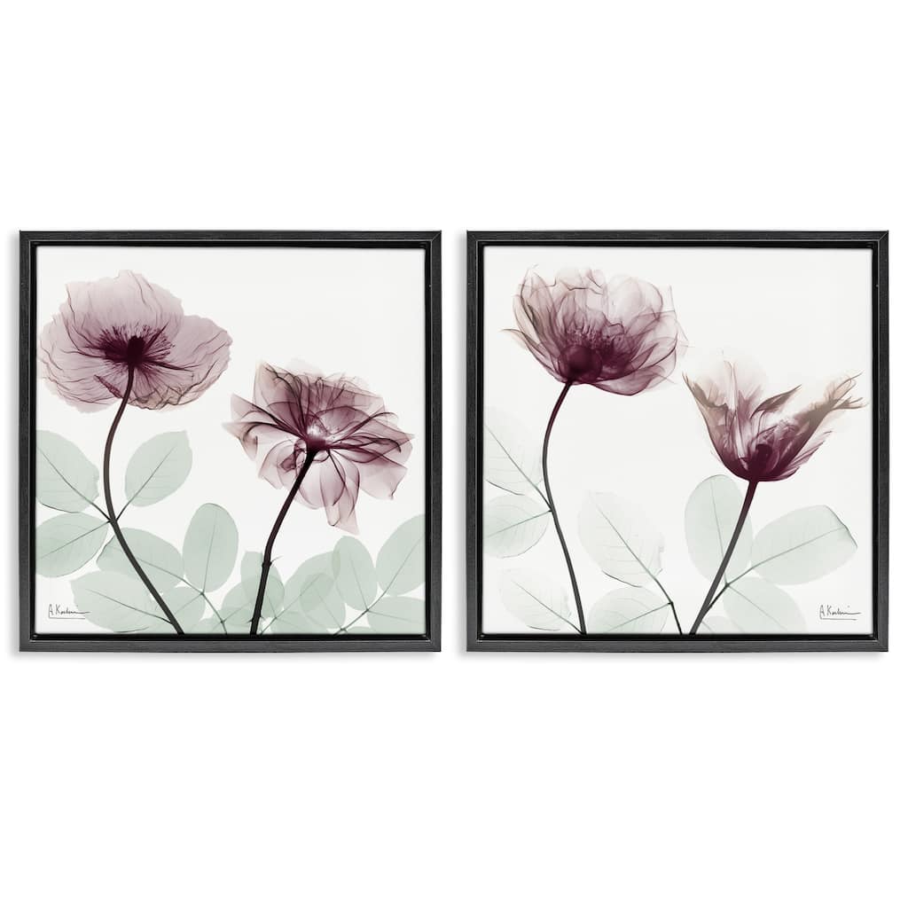 Stupell Delicate Mauve Flowers Framed Floater Canvas Wall Art Design By Albert Koetsier (Set of 2)