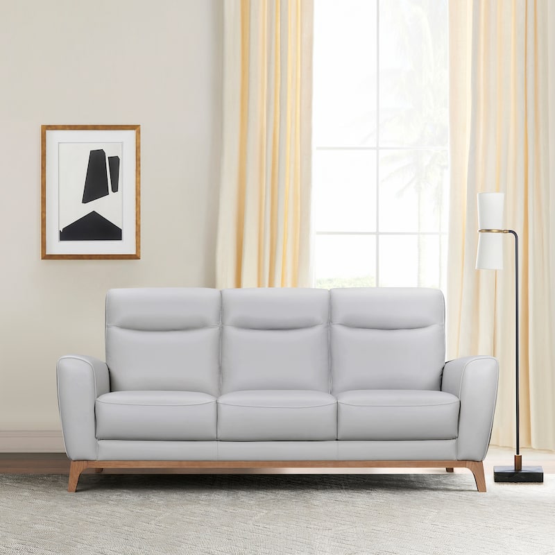 Greyson 83" Black or Dove Gray Leather Sofa by Armen Living - Dove Gray