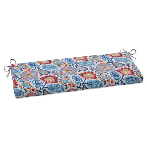 Pillow Perfect Outdoor Indoor Moroccan Flowers Slate Blue Bench Cushion 45 X 18 X 3