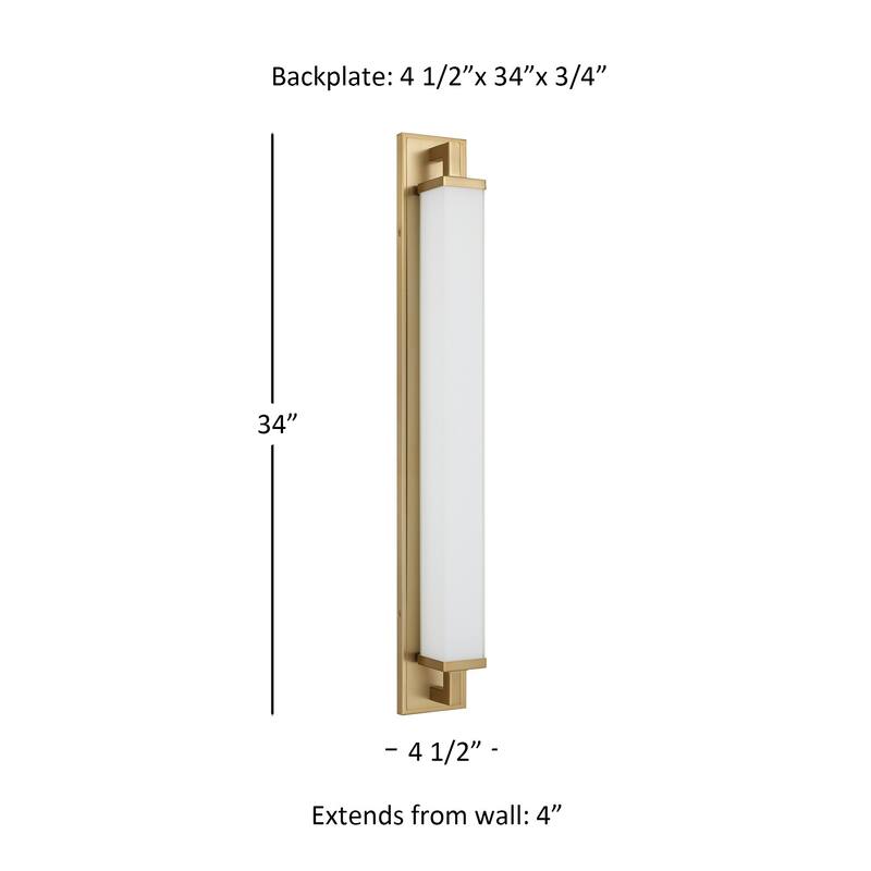 Zenith 34" Antique Brass LED Bathroom Vanity Light