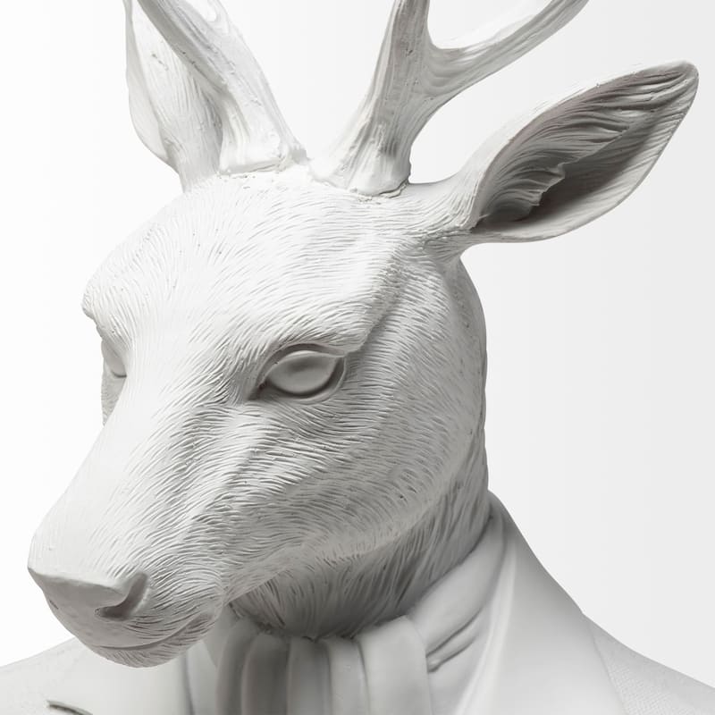 Mozart White Resin Deer In A Suit Decorative Object