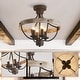 preview thumbnail 9 of 11, 15.4" Rusted Bronze Rustic Wood 4 Light Dimmable Semi Flush Mount Ceiling Light - 15.4 in. D x 15.4 in. W x 14.6 in. H
