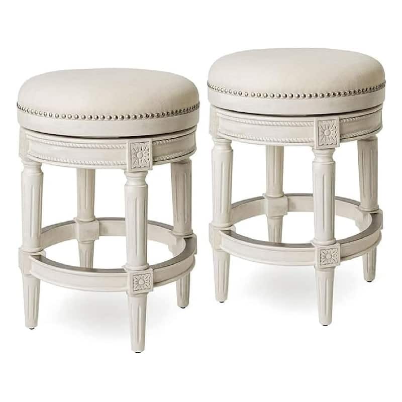 Maven Lane Pullman Backless Swivel Kitchen Stool - Set of 2 - White Oak - Counter Height