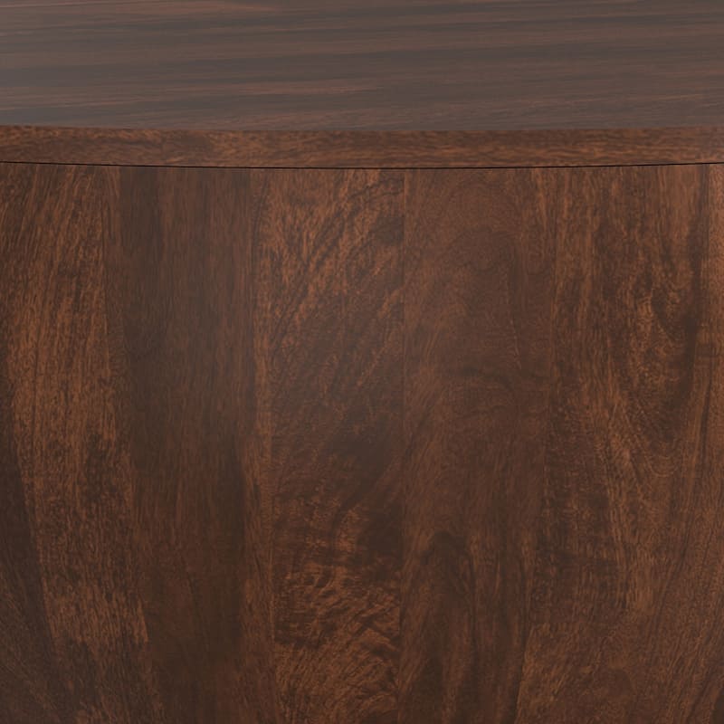 WYNDENHALL Keystone 34 inch Wide Solid Mango Modern Industrial Drum Coffee Table & Assembled