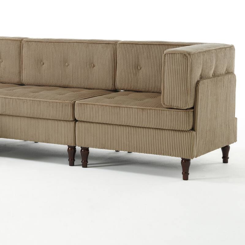4-Piece 98" W Upholstered Modular Corduroy Sectional Sofa