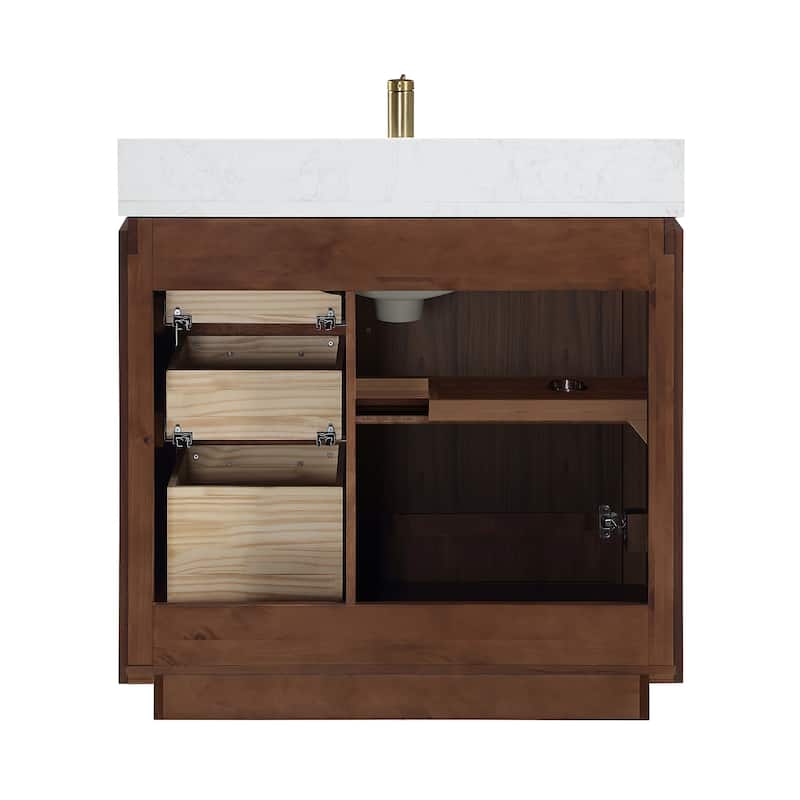 San Single Bath Vanity with Composite Stone Top without Mirror