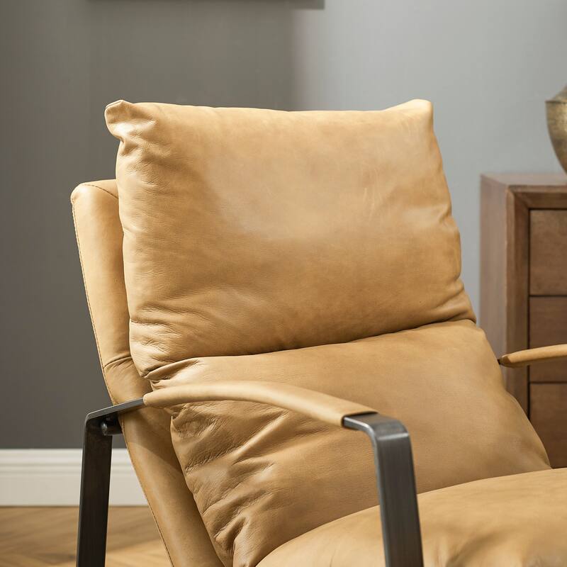 Art Leon Comfortable Genuine Leather Accent Lounge Chair
