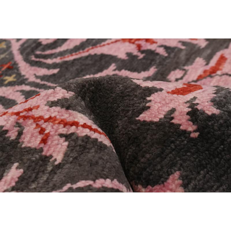 ECARPETGALLERY Hand-knotted Mystique Dark Grey Wool Rug - 6' 5" x 9' 7"