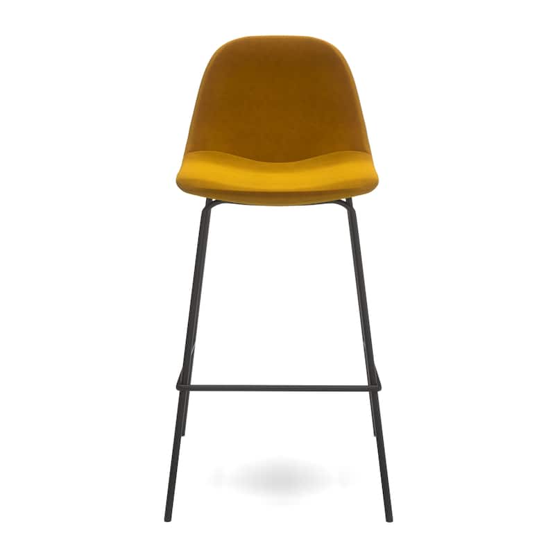 Maxine Velvet Counter Height Stools Black Legs (Set of 2)
