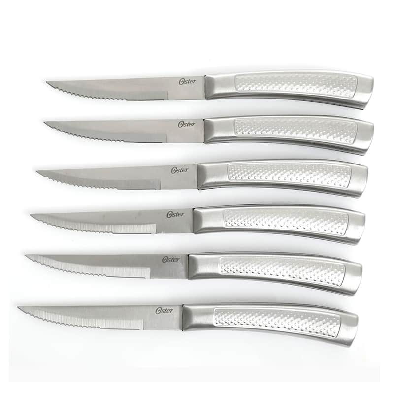 Oster Wellisford Stainless Steel Kitchen Knife Cutlery Set with Block, 14 Piece - 7.5