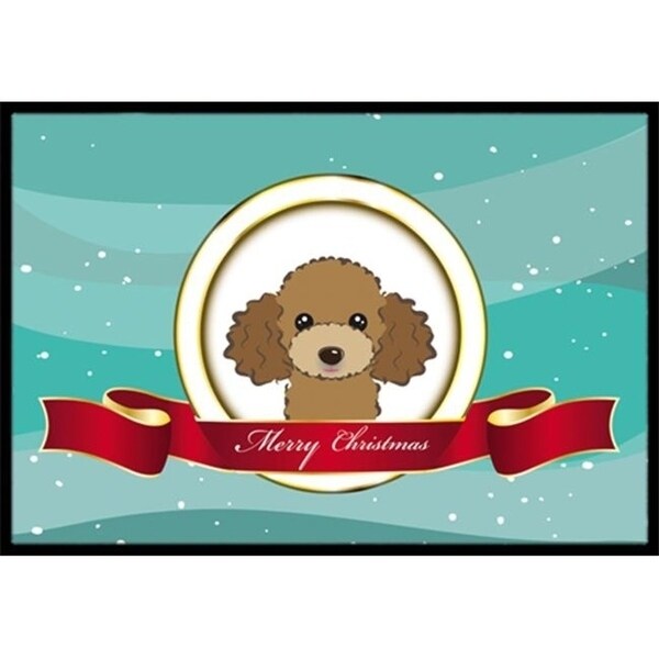 Carolines Treasures BB1566JMAT Chocolate Brown Poodle Merry Christmas Indoor & Outdoor Mat 24 x 36 in.