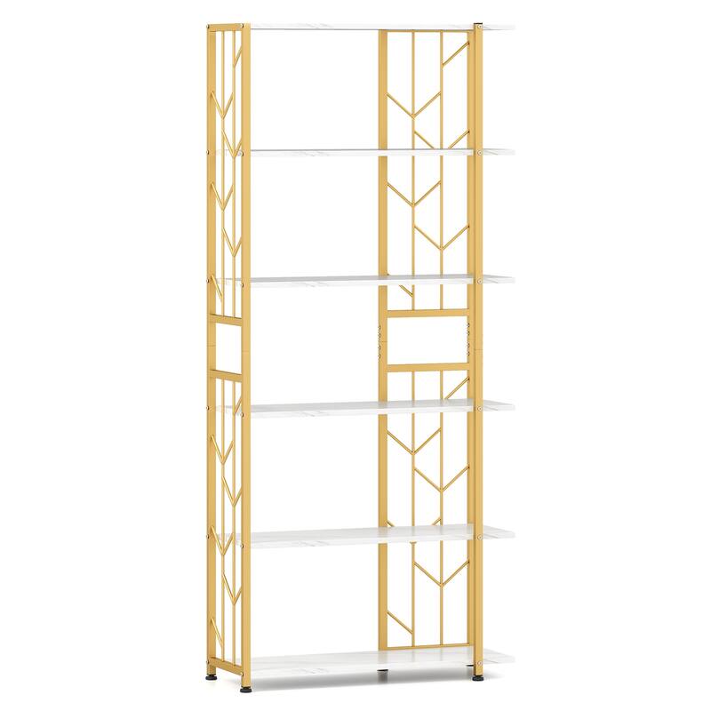 Gymax 6-Tier Bookshelf w/Heavy-duty Metal Frame2 Anti-tipping Kits for