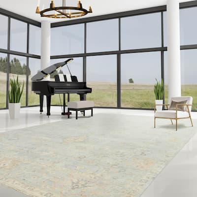 Hand Knotted Gray Turkish Oushak Wool Traditional Oriental Area Rug