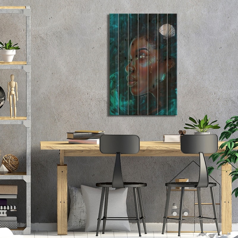 Sea Storm Print On Wood by Hillary D Wilson - Multi-Color