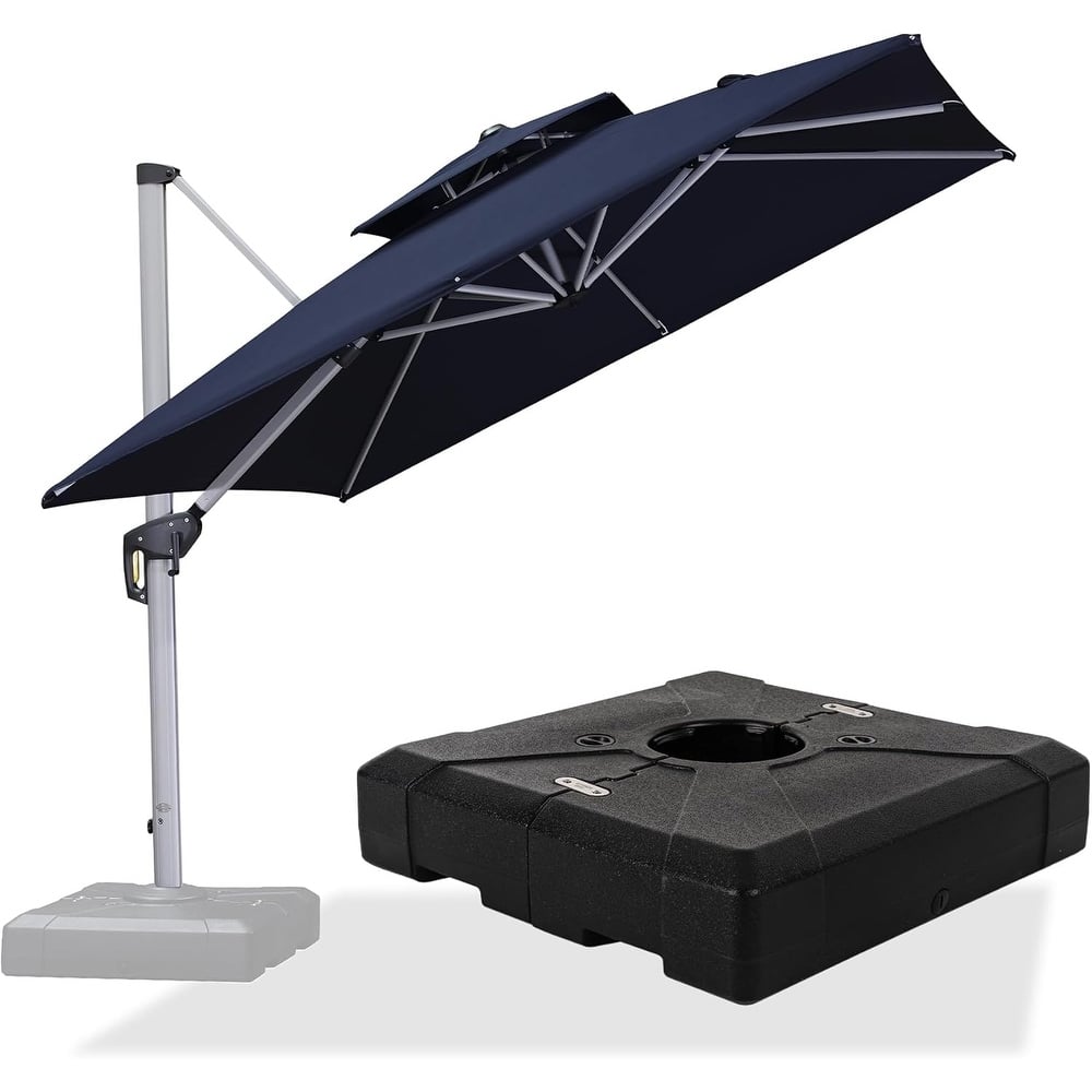 PURPLE LEAF 9ft Square Patio Umbrella Cantilever Umbrella with Base Included
