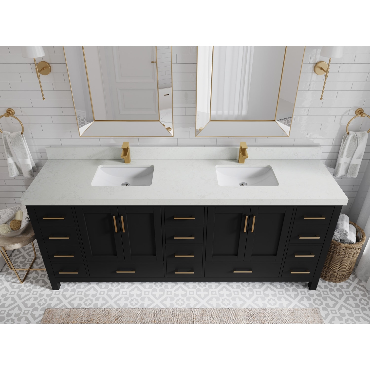 Willow Collection 84 in. W x 22 in. D Malibu Double Sink Bathroom Vanity with Countertop