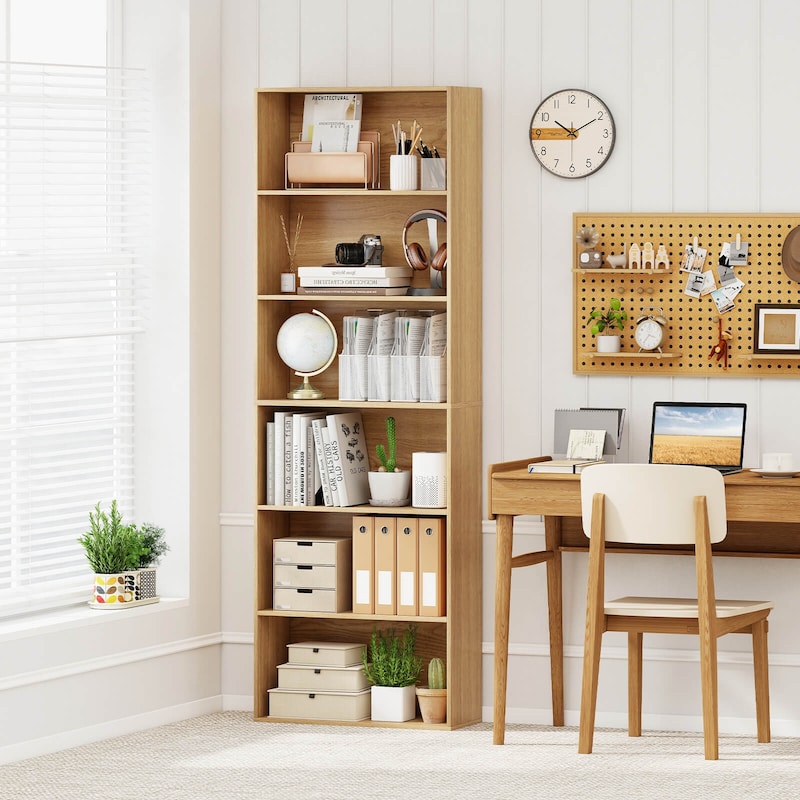 Costway 70" Tall 6-Tier Bookcase with 6 Open Shelves Anti-Toppling - See Details