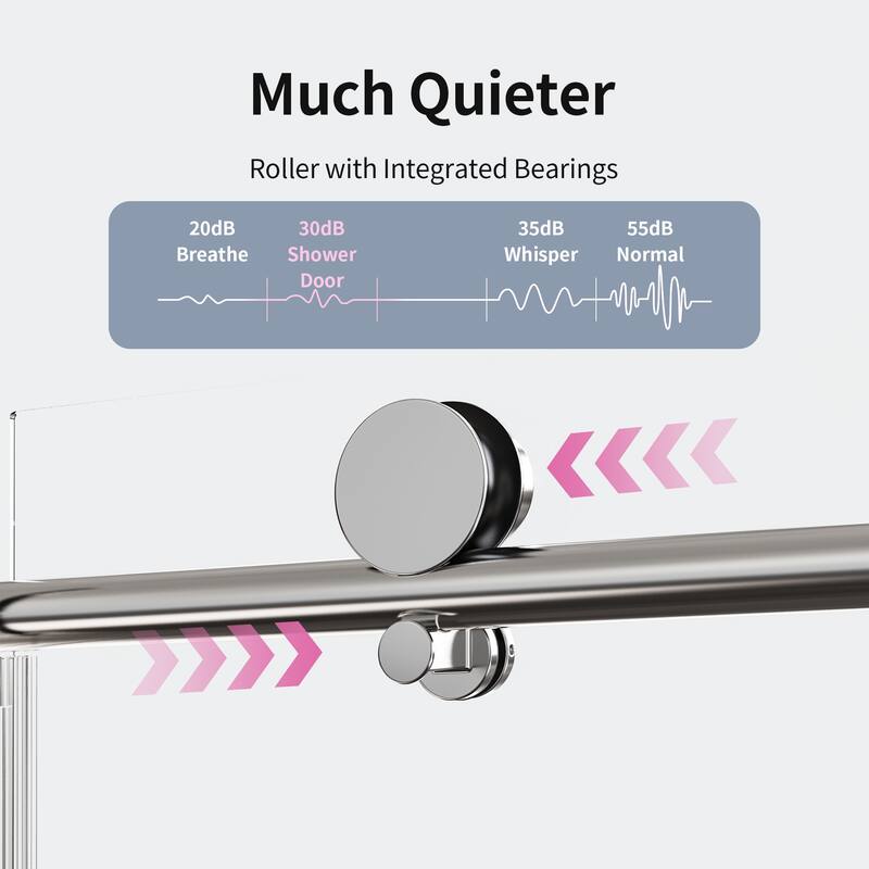 46-48" Frameless Sliding Shower Door with Soft-Close, 8mm Tempered Glass, Adjustable Single Bypass Design - 48x76"