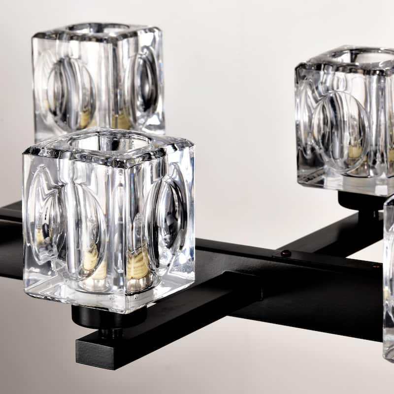 Chandelier for Dining Room, 10-Light Black Farmhouse Linear Pendant Light Fixture, Modern Crystal Hanging Lighting Chandelier